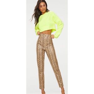 Pretty Little Thing Faux Leather Snake Print Pant